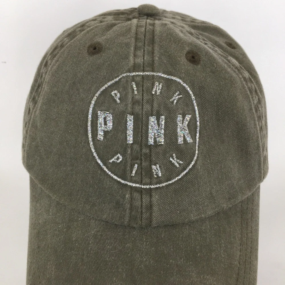 Y2K PINK Victoria's Secret Women’s Baseball Hat Cap Olive Green Strapback